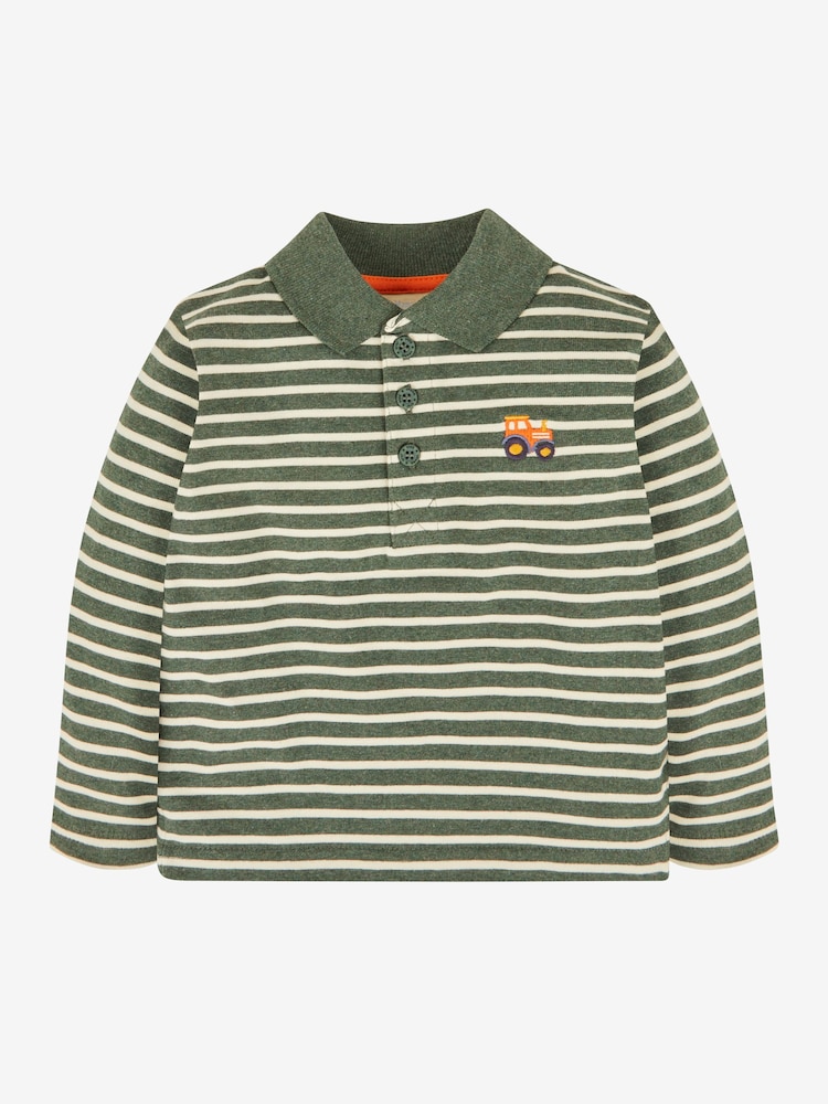 JoJo Maman Bébé Khaki Boys' Tractor Polo Shirt - Image 1 of 3