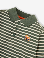 JoJo Maman Bébé Khaki Boys' Tractor Polo Shirt - Image 2 of 3