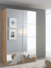 Rauch Oak Cameron Mirror Sliding 1.3m Sliding Semi-fitted Wardrobe - Image 1 of 2