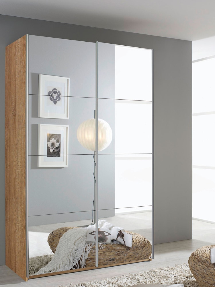 Rauch Oak Cameron Mirror Sliding 1.3m Sliding Semi-fitted Wardrobe - Image 1 of 2