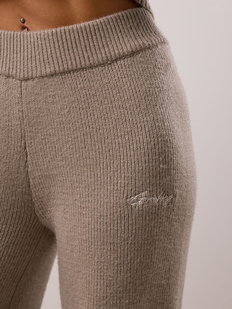 Gym King Cream Rib Knit Mid Rise Wide Leg Trousers - Image 6 of 6 Gym King Cream Rib Knit Mid Rise Wide Leg Trousers - Image 6 of 6