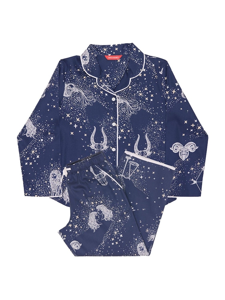 Diseño zodiacal en azul - Conjunto de pijama de manga larga estampado de Cyberjammies - Imagen 4 de 4