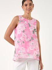 Roman Pink Floral Blurred Print Vest Top - Image 1 of 4