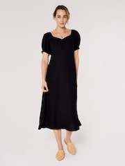 Apricot Black Tie Detail Milkmaid Midaxi Dress - Image 1 of 4
