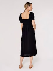 Apricot Black Tie Detail Milkmaid Midaxi Dress - Image 2 of 4