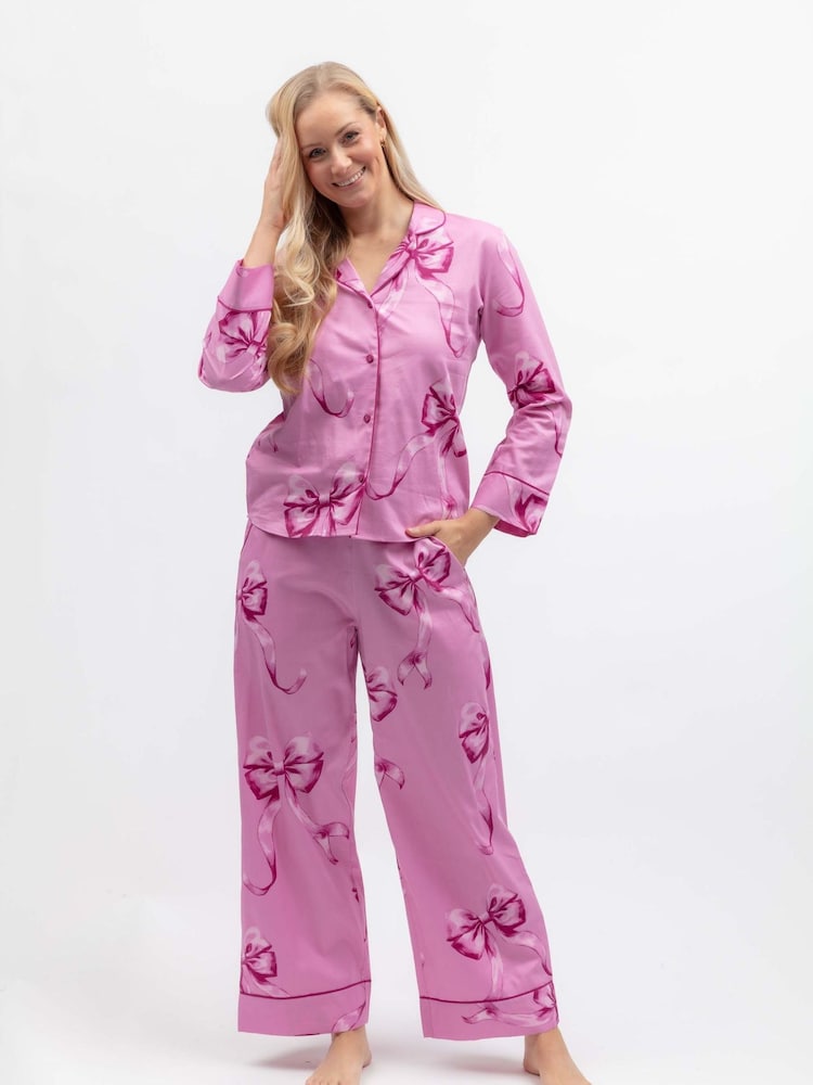 Cyberjammies Pink Bow Print Pyjamas Set - Image 2 of 4