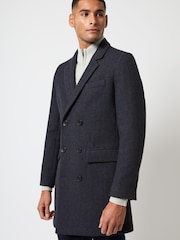 French Connection Dark Blue Overcoat Herringbone Jacket - Image 1 of 3