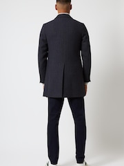 French Connection Dark Blue Overcoat Herringbone Jacket - Image 2 of 3