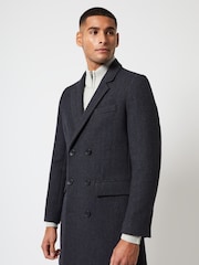 French Connection Dark Blue Overcoat Herringbone Jacket - Image 3 of 3