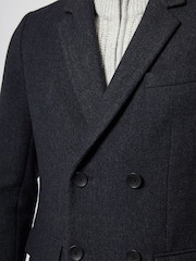 French Connection Dark Blue Overcoat Herringbone Jacket - Image 1 of 5