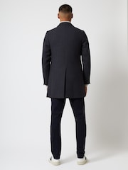French Connection Dark Blue Overcoat Herringbone Jacket - Image 2 of 5