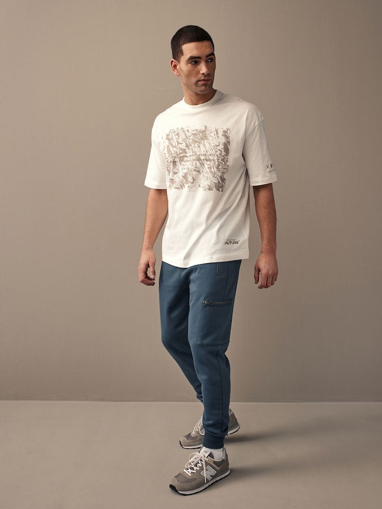 Blue Denim Cotton Rich Cargo Utility Joggers - Image 2 of 8
