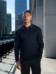 Gym King Black Signature Knit Long Sleeve Polo Shirt - Image 4 of 4