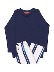 Cyberjammies Blue Jersey Slouch Top & Stripe Pyjamas Set - Image 4 of 4
