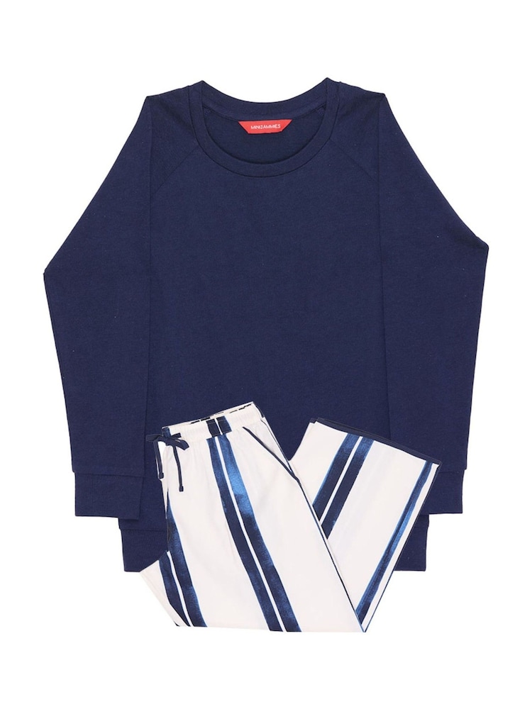 Cyberjammies Blue Jersey Slouch Top & Stripe Pyjamas Set - Image 4 of 4