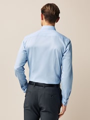 Blue Slim Fit Double Cuff Easy Care Textured Smart Shirt - Image 5 of 8