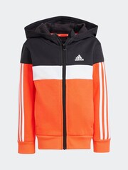 adidas Red/Black Kids Tiberio 3-Stripes Colorblock Fleece Tracksuit - Image 10 of 10