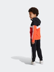 adidas Red/Black Kids Tiberio 3-Stripes Colorblock Fleece Tracksuit - Image 4 of 10
