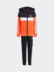 adidas Red/Black Kids Tiberio 3-Stripes Colorblock Fleece Tracksuit - Image 8 of 10