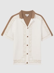 Reiss Ivory Hawk Embroidered Cuban Collar Shirt - Image 2 of 4