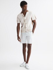 Reiss Ivory Hawk Embroidered Cuban Collar Shirt - Image 3 of 4