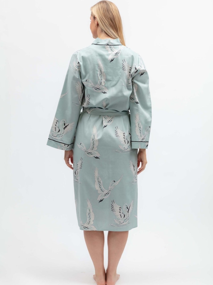 Cyberjammies Swan Print Long Dressing Gown - Imagen 2 de 3