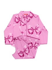 Cyberjammies Pink Bow Print Long Sleeve Pyjamas Set - Image 4 of 4