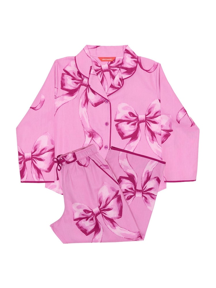 Cyberjammies Pink Bow Print Long Sleeve Pyjamas Set - Image 4 of 4