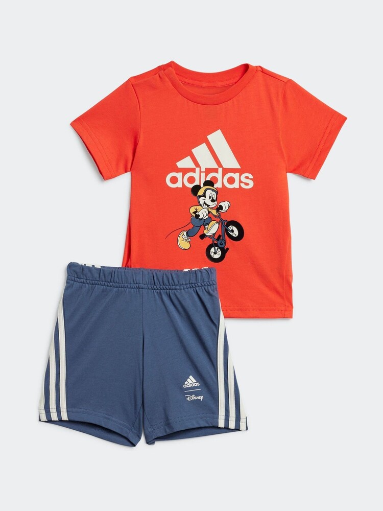 adidas Red/Blue 100% Cotton Disney Mickey Mouse T-Shirt Set - Image 1 of 5