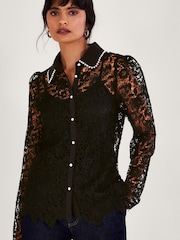 Monsoon Rose Lace Black Blouse - Image 1 of 5