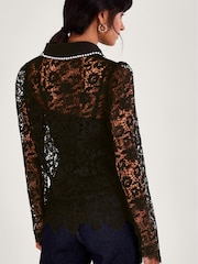 Monsoon Rose Lace Black Blouse - Image 2 of 5