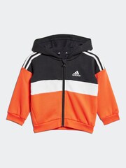 adidas Black/Red Kids Tiberio 3-Stripes Colorblock Fleece Tracksuit - Image 2 of 7