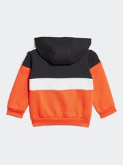adidas Black/Red Kids Tiberio 3-Stripes Colorblock Fleece Tracksuit - Image 3 of 7