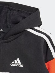 adidas Black/Red Kids Tiberio 3-Stripes Colorblock Fleece Tracksuit - Image 6 of 7