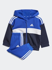 adidas Blue/Black Kids Tiberio 3-Stripes Colorblock Fleece Tracksuit - Image 1 of 7