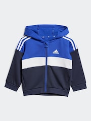 adidas Blue/Black Kids Tiberio 3-Stripes Colorblock Fleece Tracksuit - Image 2 of 7