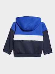adidas Blue/Black Kids Tiberio 3-Stripes Colorblock Fleece Tracksuit - Image 3 of 7