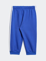 adidas Blue/Black Kids Tiberio 3-Stripes Colorblock Fleece Tracksuit - Image 4 of 7