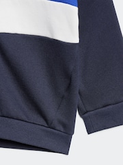 adidas Blue/Black Kids Tiberio 3-Stripes Colorblock Fleece Tracksuit - Image 6 of 7