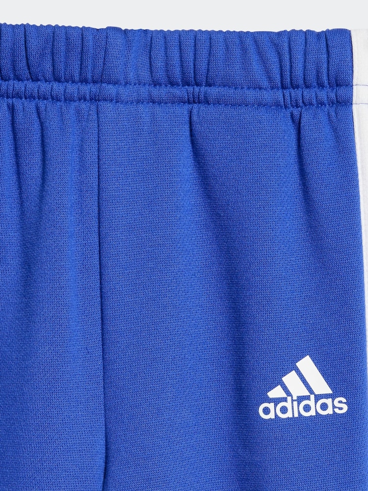 adidas Blue/Black Kids Tiberio 3-Stripes Colorblock Fleece Tracksuit - Image 7 of 7