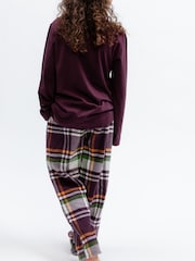 Cyberjammies Brown Jersey Top & Check Pyjamas Set - Image 3 of 4