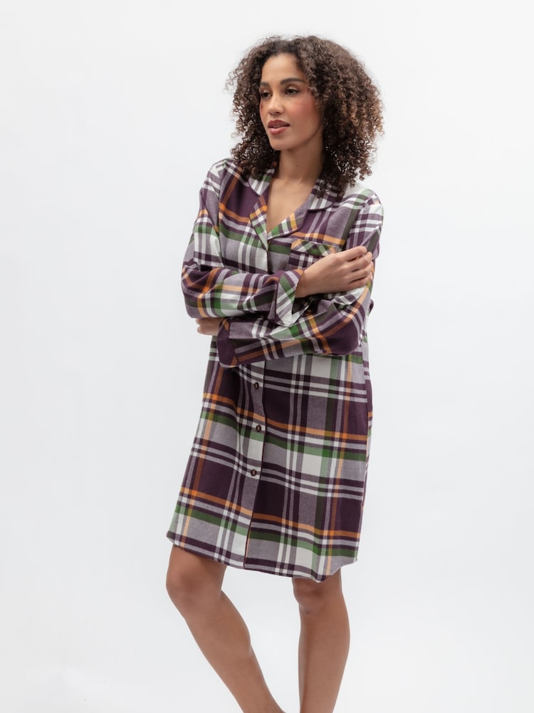 Cyberjammies Brown Lightly Brushed Check Nightshirt - Image 1 of 3