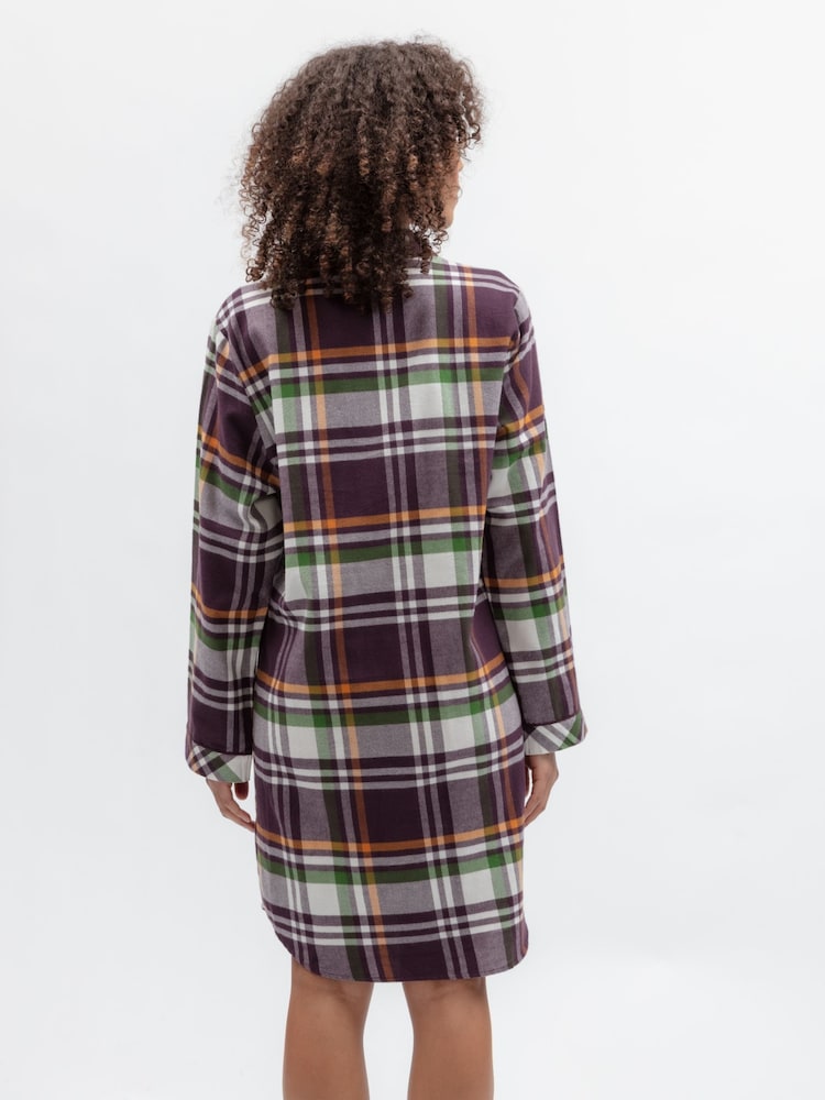 Cyberjammies Brown Lightly Brushed Check Nightshirt - Image 2 of 3