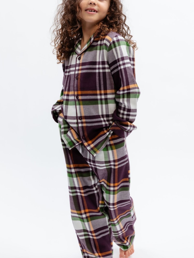 Cyberjammies Brown Lightly Brushed Check Pyjamas Set - Image 2 of 4