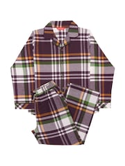 Cyberjammies Brown Lightly Brushed Check Pyjamas Set - Image 4 of 4