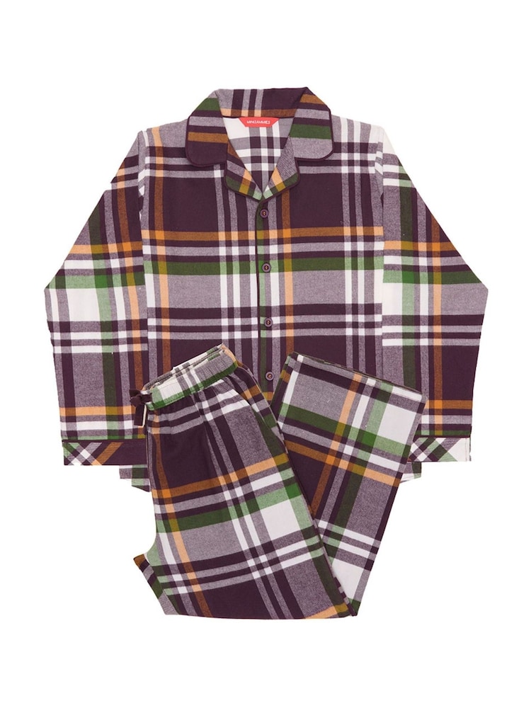 Cyberjammies Brown Lightly Brushed Check Pyjamas Set - Image 4 of 4