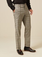 Grey Slim Tapered Check Trousers With Chain - Image 1 of 3