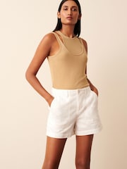 White Cargo Denim Shorts - Image 1 of 6