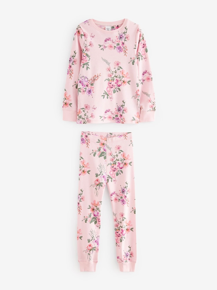 Neutral 100% Cotton Floral Pyjamas 3 Pack (9mths-16yrs) - Image 2 of 5