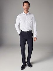 White Skinny Fit Easy Care Textured Single Cuff Smart Shirt - Image 2 of 8